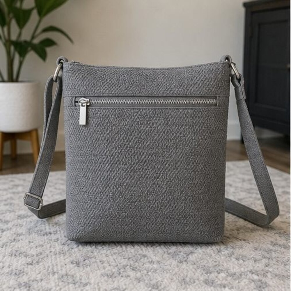 Gray Woven Crossbody Bag